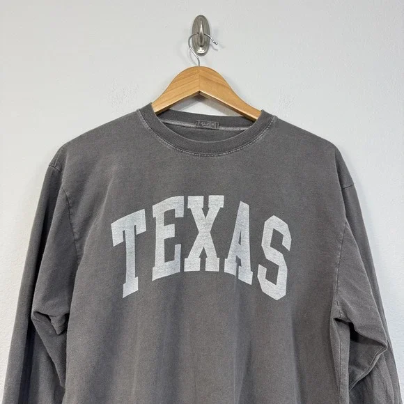 John Galt Brandy Melville Texas Shirt Women Large Gray Long Sleeve Casual UT - Picture 2 of 8